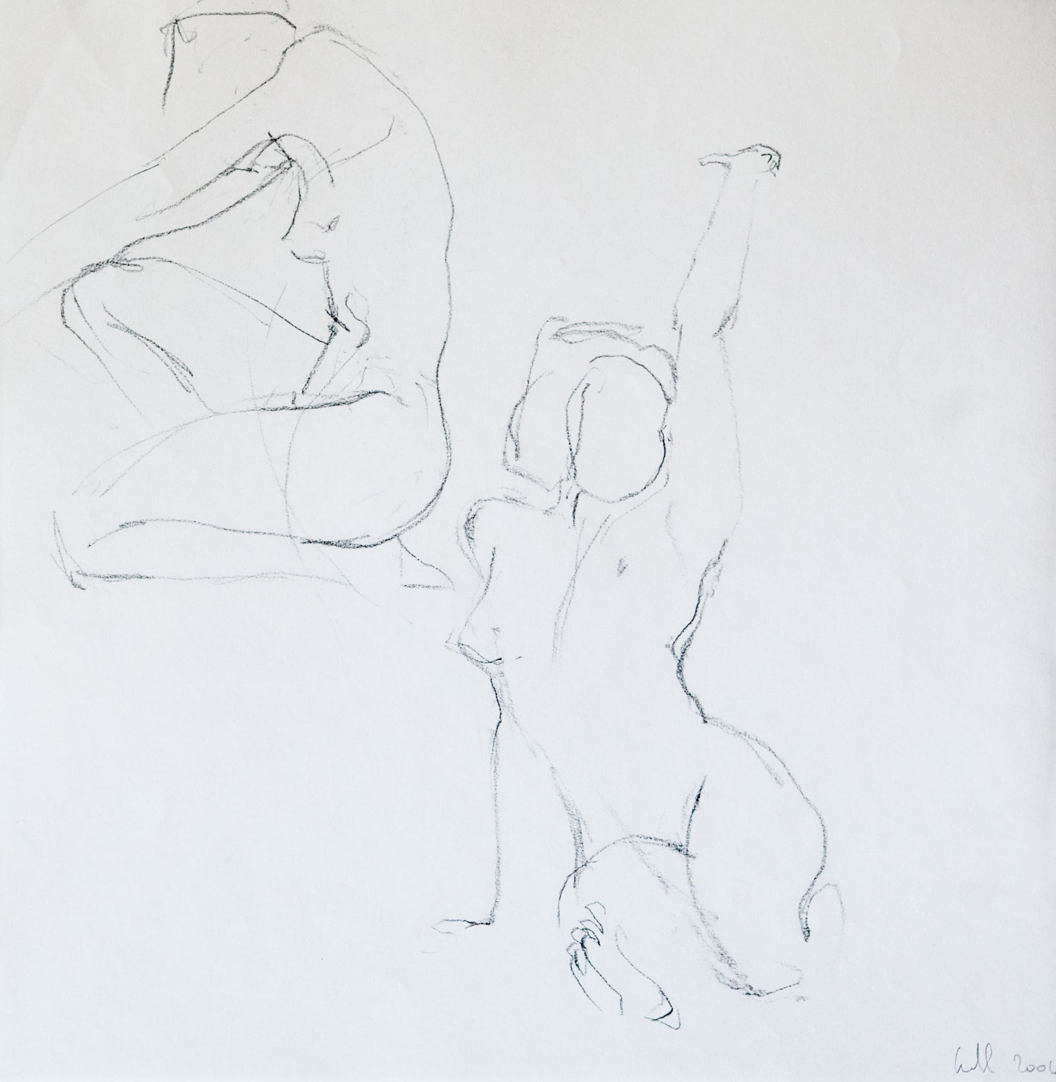Deux esquisses femmes genoux et face – 50cm x 50cm – Crayon sur papier