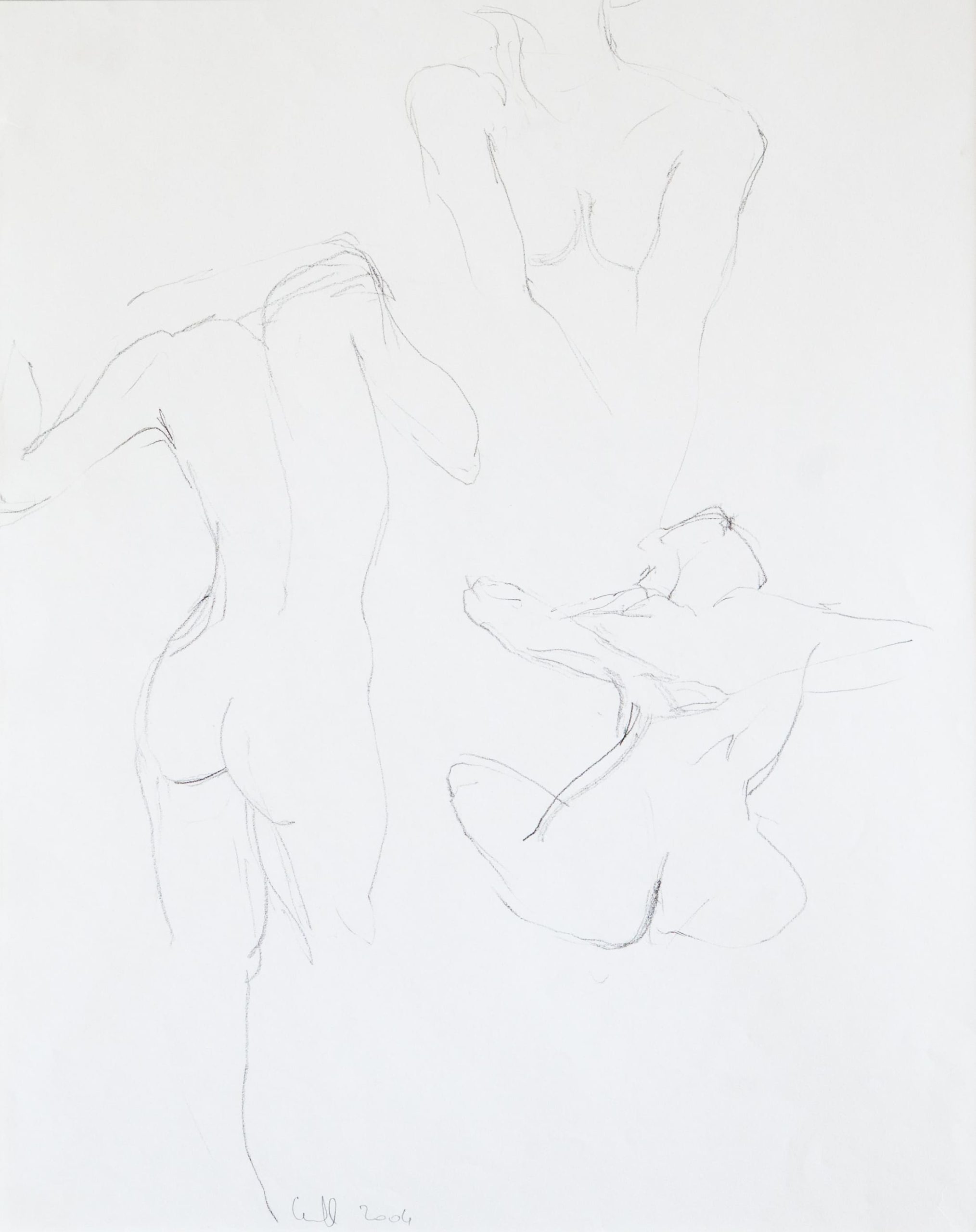 Deux  esquisses femmes genoux et face – 50cm x 50cm – Crayon sur papier