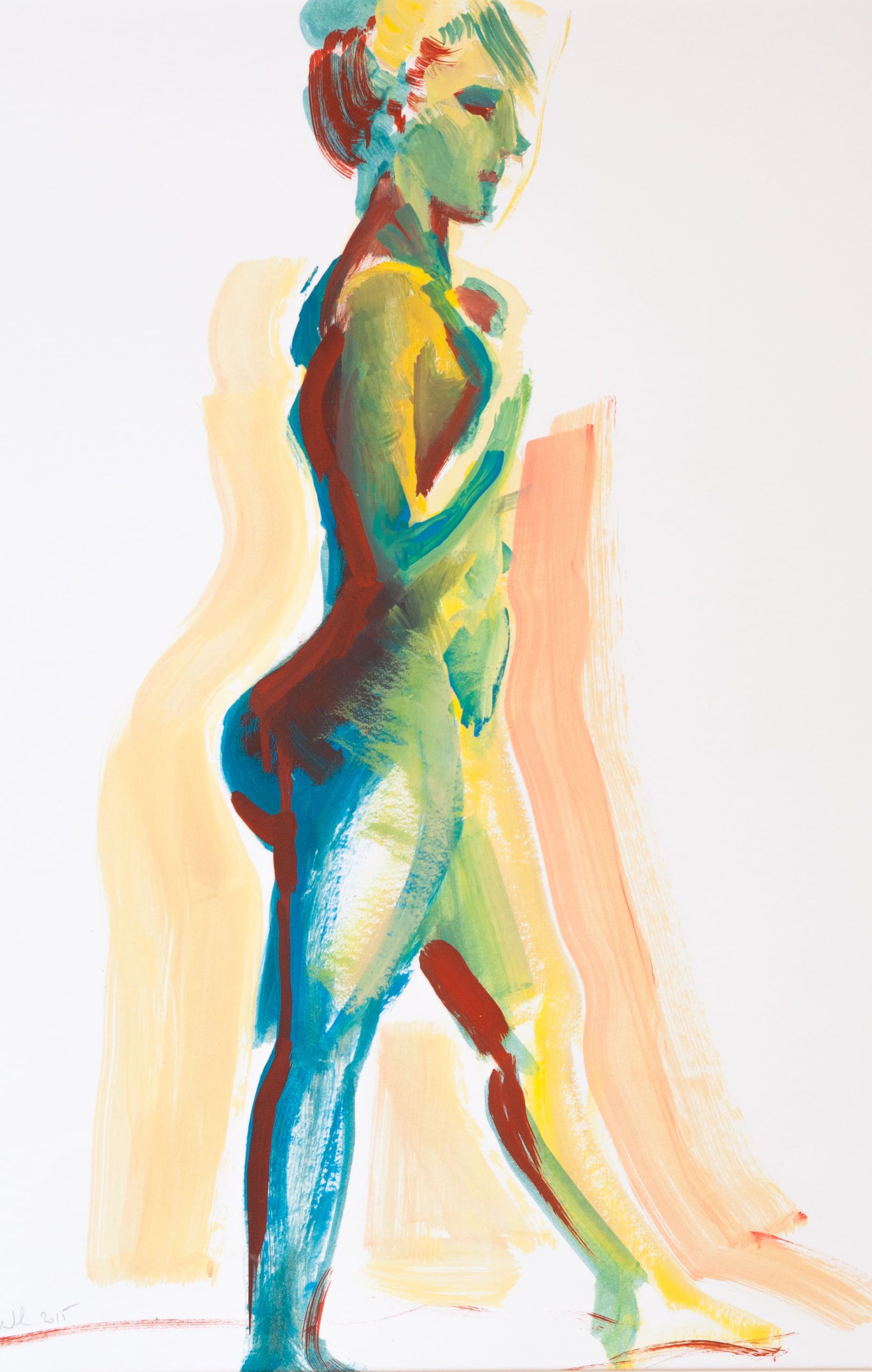 Danseuse turquoise - Huile sur papier – 40cm x 60cm