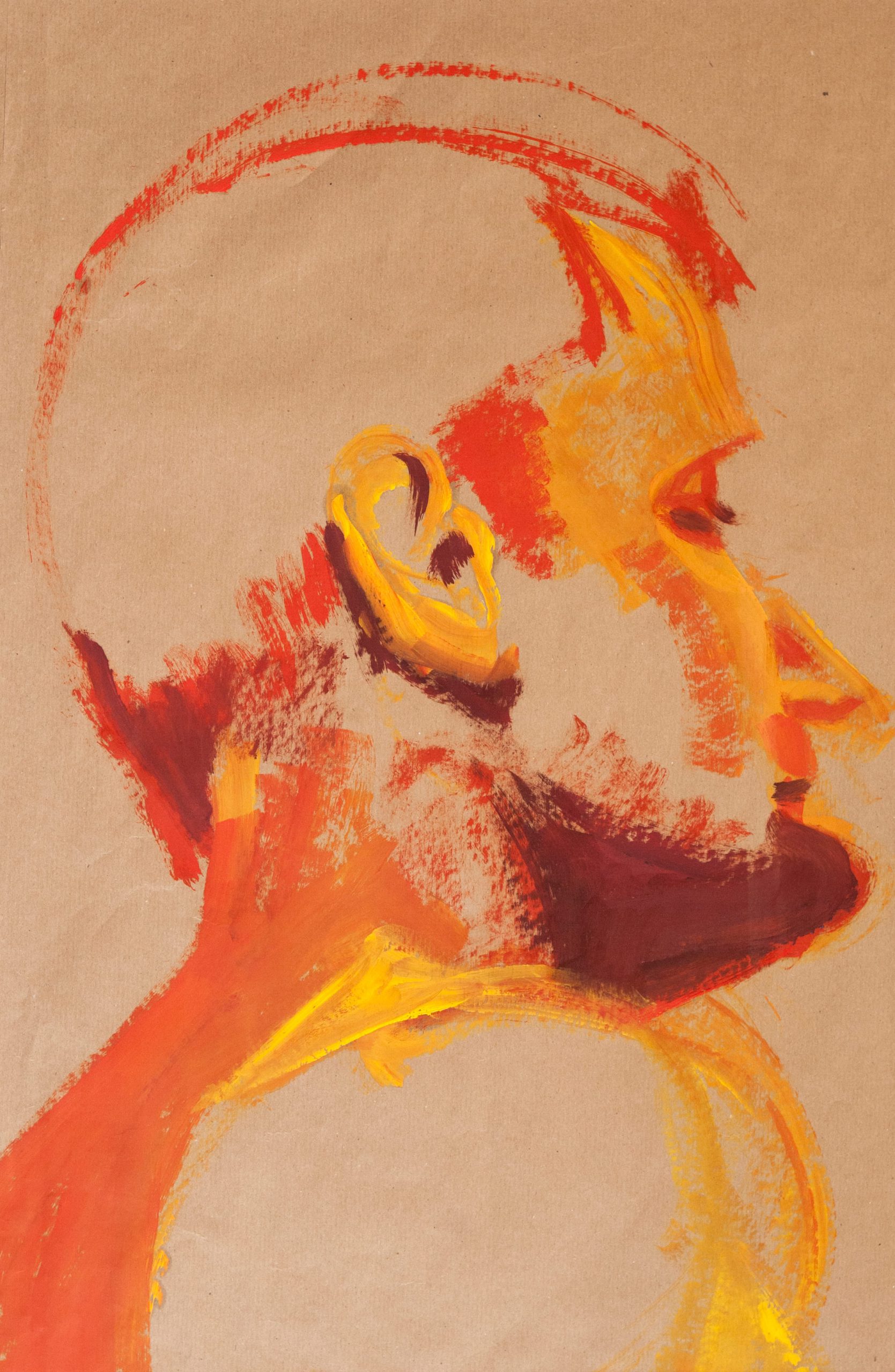 Portrait d’homme rouge 2– Huile sur craft – 40cm x 50cm