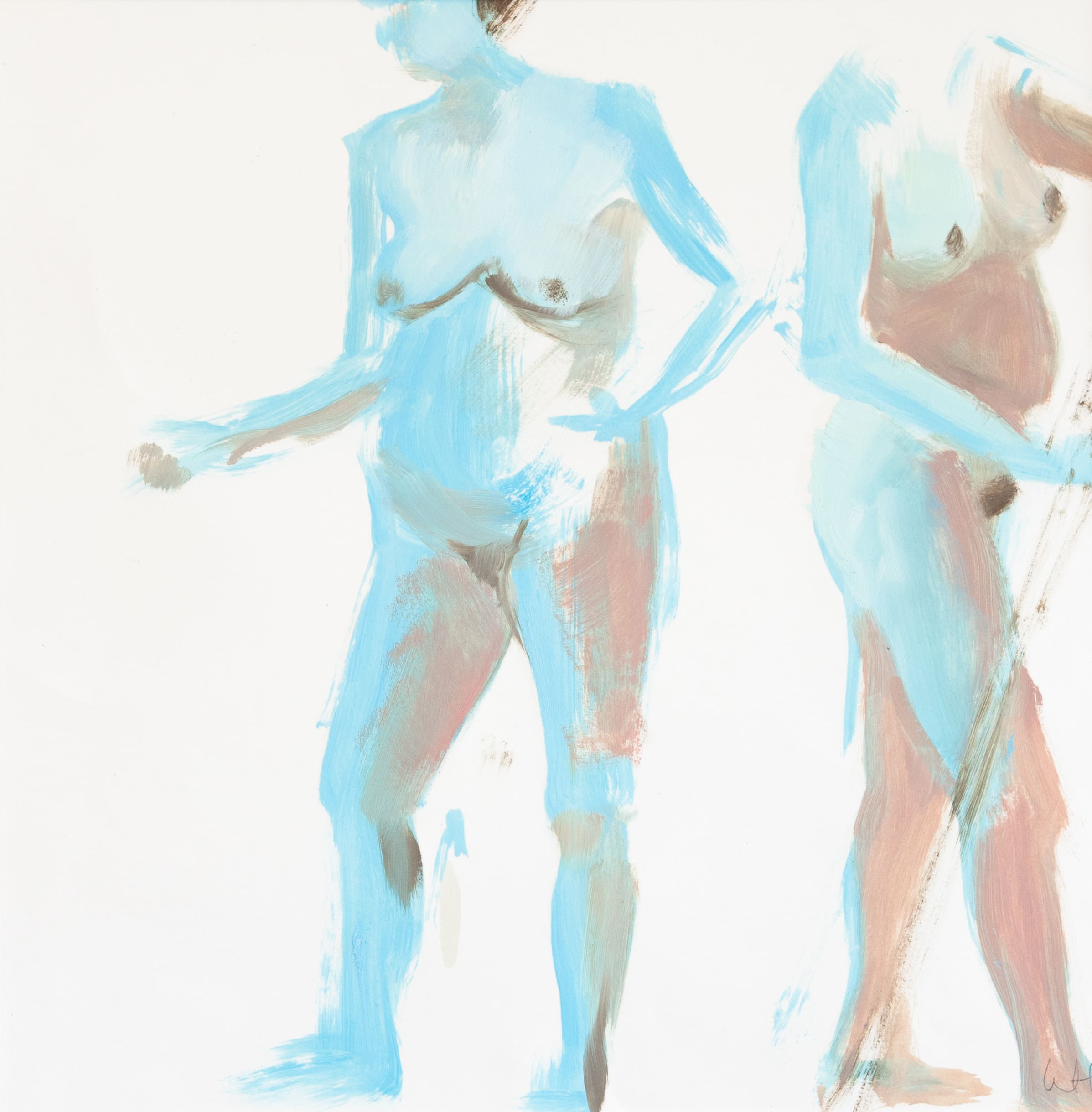 Deux femmes bleues – Huile sur papier – 40cm x 40cm