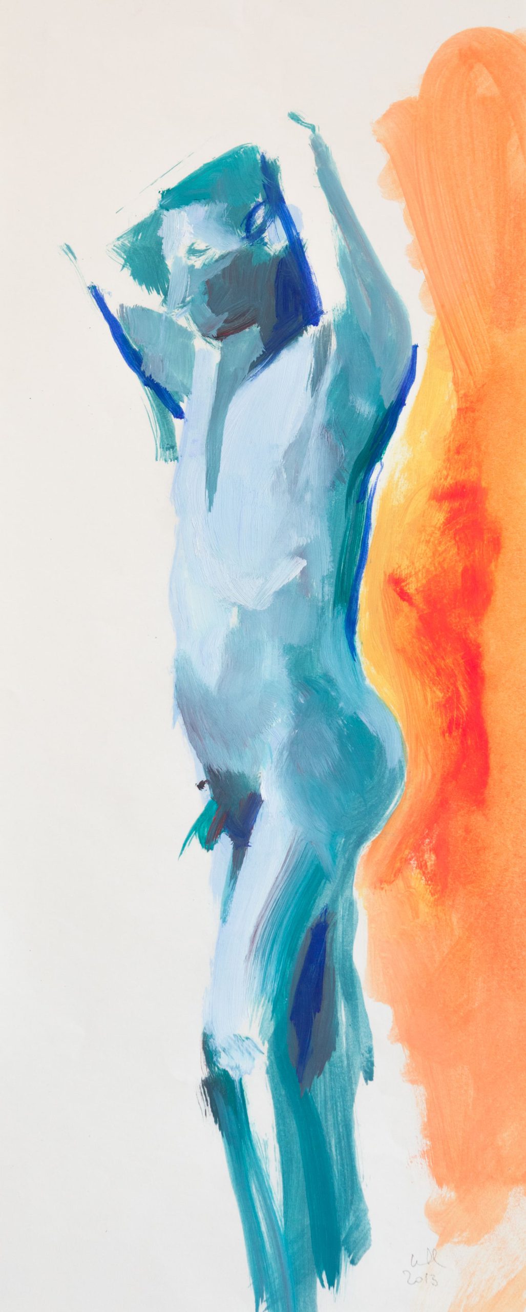 Homme bleu -15cm x 50cm – Huile sur papier